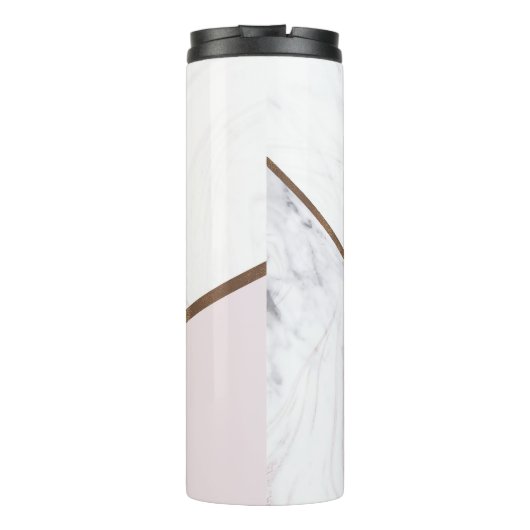 Roos Gold Marble Swirl & Blush Pink Bronze Glam Thermosbeker (Achterkant)