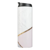Roos Gold Marble Swirl & Blush Pink Bronze Glam Thermosbeker (Geroteerd rechts)