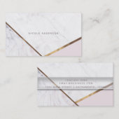 Roos Gold Marble Swirl & Blush Pink Bronze Glam Visitekaartje (Voorkant / Achterkant)