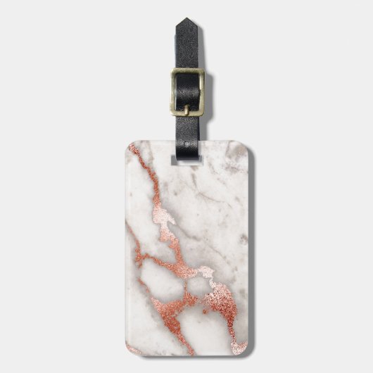 Roos Gold Marble Texture Bagagelabel (Voorkant verticaal)
