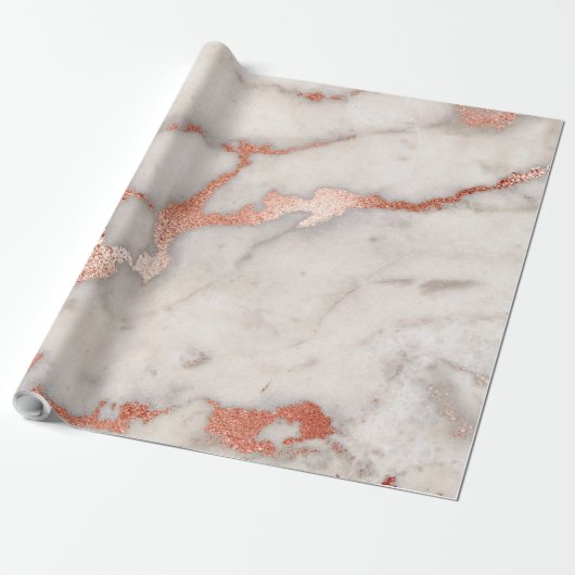 Roos Gold Marble Texture Cadeaupapier (Uitgerold)