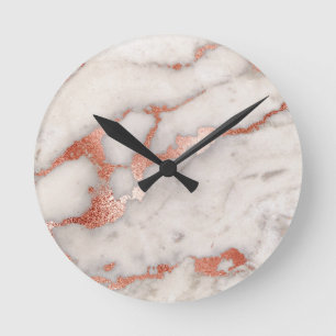 Roos Gold Marble Texture Ronde Klok