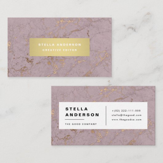 Roos Gold Marble Visitekaartje (Voorkant / Achterkant)