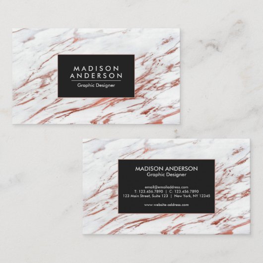 Roos Gold Marble Visitekaartje (Voorkant / Achterkant)