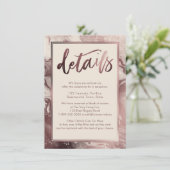 Roos Gold Marble Weddenschap Details over Cream Informatiekaartje (Staand voorkant)