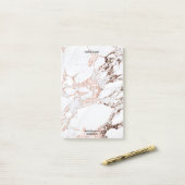 Roos Gold Marble White Grey Copper Lux Name Advert Post-it® Notes (Op bureau)