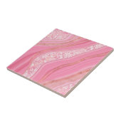 Roos Gold marmer en Crystals Digital Art Tegeltje (Zijkant)