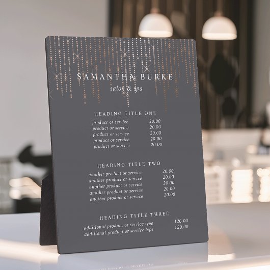 Roos Gold Marquee | Weergave van prijzen en servic Fotoplaat