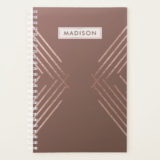 Roos Gold Mauve Modern Geometrisch Gepersonaliseer Planner (Voorkant)