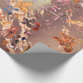 Roos Gold Meadow Butterfly snijdt Pareltjes Cadeaupapier (Hoek)