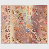 Roos Gold Meadow Butterfly snijdt Pareltjes Cadeaupapier (Vlak)