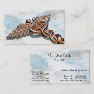 Roos Gold Medical Caduceus Copper Luxe Marble Visitekaartje