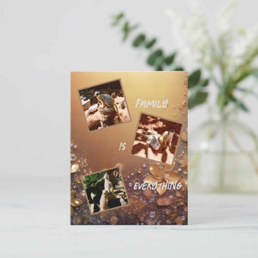 Roos Gold Meerkat familie is alles, Briefkaart (Staand voorkant)