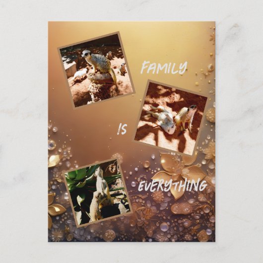 Roos Gold Meerkat familie is alles, Briefkaart (Voorkant)