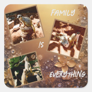 Roos Gold Meerkat familie is alles, Vierkante Sticker