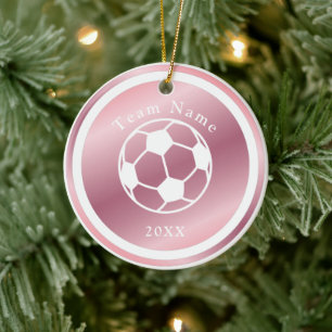 Roos Gold Meisjes Voetbal Team Naam & Jaar Roze Sc Keramisch Ornament