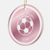 Roos Gold Meisjes Voetbal Team Naam & Jaar Roze Sc Keramisch Ornament (Links)