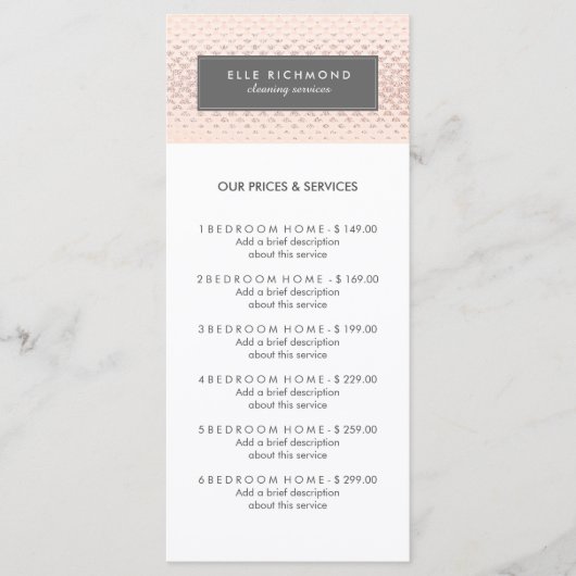  Roos Gold Menu-rackkaart Menu (Voorkant)