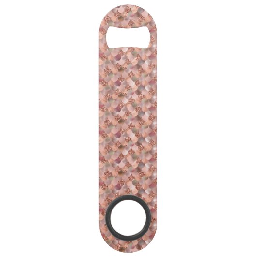 Roos Gold Mermaid Scales Glitter Bottle opener Speed Flessenopener (Voorkant)