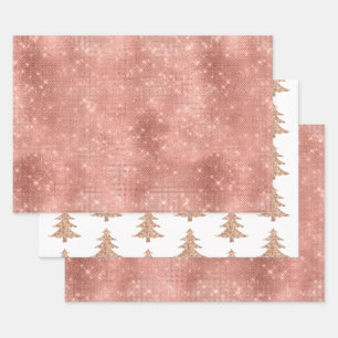 Roos Gold Merry Christmas Tree Sparkle Glitter Inpakpapier Vel