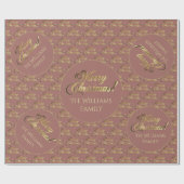 Roos Gold Merry kerst Elegant Script Patroon Cadeaupapier (Vlak)