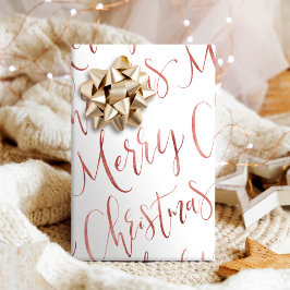 Roos Gold Merry-kerstkalligrafie Cadeaupapier