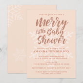Roos Gold Merry Little Baby shower Invitation Kaart (Voorkant / Achterkant)