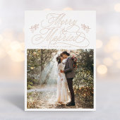 Roos Gold Merry & Married Eerste Kerstfoto Folie Feestdagenkaart