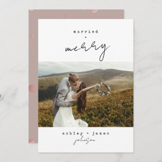 Roos Gold Merry & Married kerstfoto Feestdagenkaart