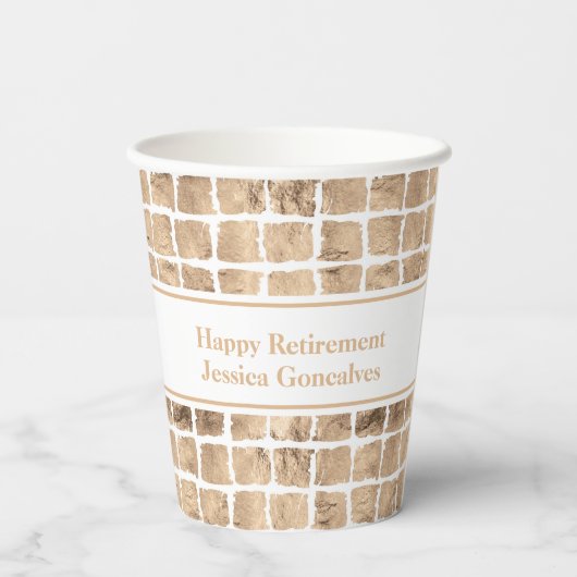 Roos Gold Messy Squares Geometrisch Verjaardagsfee Papieren Bekers (Achterkant)