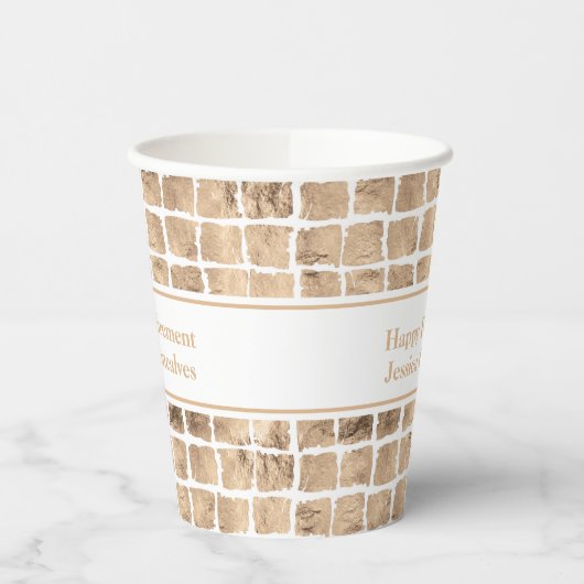 Roos Gold Messy Squares Geometrisch Verjaardagsfee Papieren Bekers (Links)