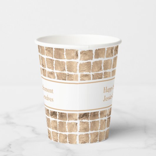 Roos Gold Messy Squares Geometrisch Verjaardagsfee Papieren Bekers (Rechts)