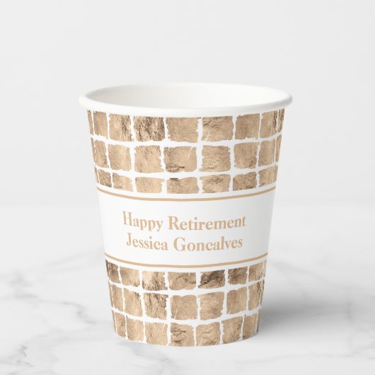 Roos Gold Messy Squares Geometrisch Verjaardagsfee Papieren Bekers (Voorkant)