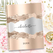 Roos gold metal agate marmer name script notitieboek