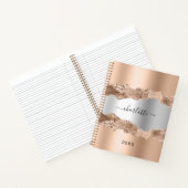 Roos gold metal agate marmer name script notitieboek (Binnen)