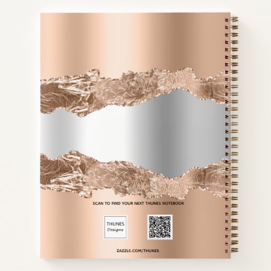 Roos gold metal agate marmer name script notitieboek (Achterkant)