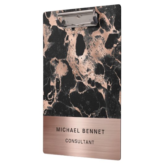 Roos Gold Metal Black Marble Consultant Business Klembord (Links)