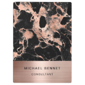 Roos Gold Metal Black Marble Consultant Business Klembord (Achterkant)