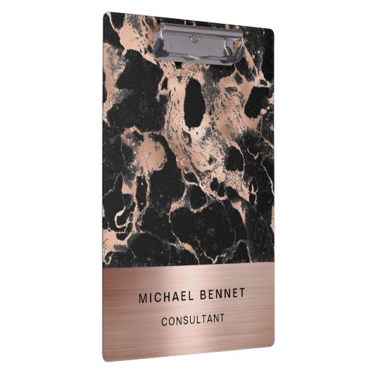 Roos Gold Metal Black Marble Consultant Business Klembord (Rechts)