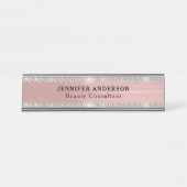 Roos Gold Metal en Glitter Diamond Bureau Naambordje (Voorkant)