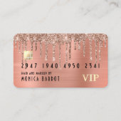 Roos Gold Metal en Glitter Drip Faux-creditcard Visitekaartje (Voorkant)