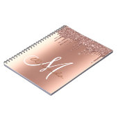 Roos Gold Metal Glitter Drift Monogram Notitieboek (Linkerzijde)