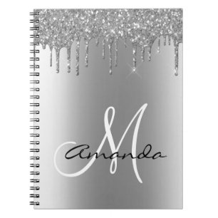 Roos Gold Metal Glitter Drift Monogram Notitieboek