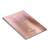 Roos Gold Metal, Glitter, Script Naam & Initiaal Notitieboek (Rechterzijde)