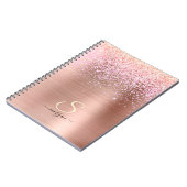 Roos Gold Metal, Glitter, Script Naam & Initiaal Notitieboek (Linkerzijde)