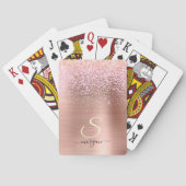 Roos Gold Metal, Glitter, Script Naam & Initiaal Pokerkaarten (Achterkant)