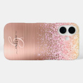 Roos Gold Metal, Glitter, Script Name & Monogram Case-Mate iPhone Case (Achterkant (horizontaal))