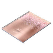 Roos Gold Metal, Glitter, Script Name & Monogram Notitieboek (Linkerzijde)