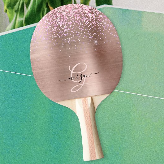 Roos Gold Metal, Glitter, Script Name & Monogram Tafeltennisbatje