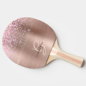 Roos Gold Metal, Glitter, Script Name & Monogram Tafeltennisbatje (Zijkant)